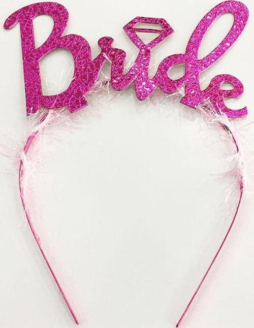 Fuşya Renk Bekarlığa Veda İtalik Yazı Alyanslı Bride Taç