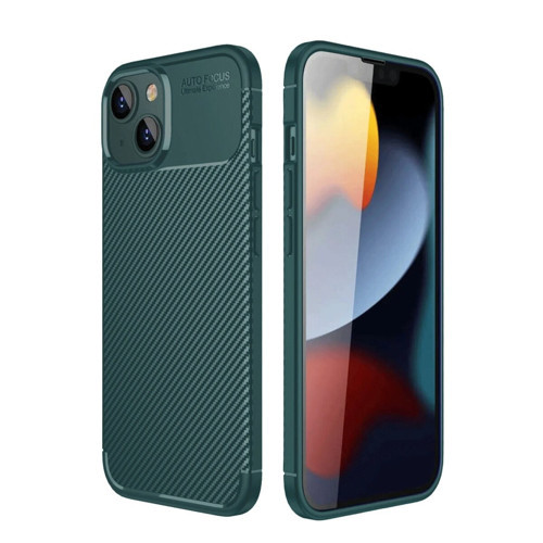 İphone 14 Kılıf Auto Fus Karbon Kapak - Koyu Yeşil