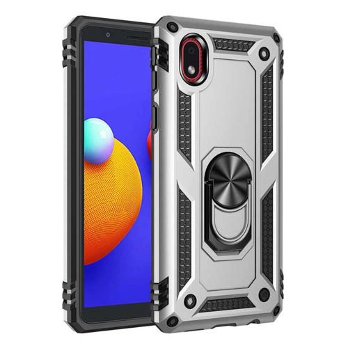 Galaxy A01 Core Kılıf Sofya Yüzüklü Kapak - Gümüş