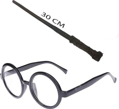 Harry Potter Asası 30 cm ve Siyah Çerçeveli Harry Potter Gözlüğü Seti