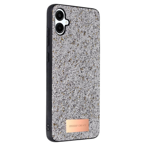 Onegif Galaxy A06 Bright Simli Kapak - Gümüş