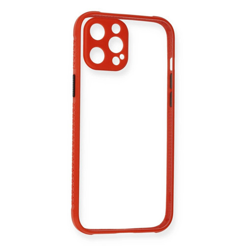 İphone 12 Kılıf Miami Şeffaf - Kırmızı