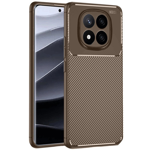 Note 14 4G Kılıf Auto Fus Karbon Kapak - Kahverengi