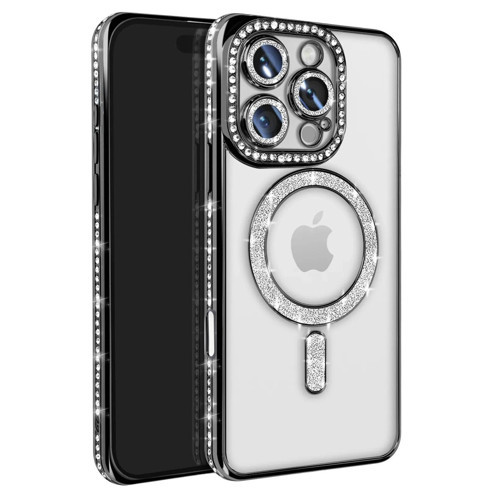 İphone 16 Kılıf Joke Simli Magneticsafe Kılıf - Siyah