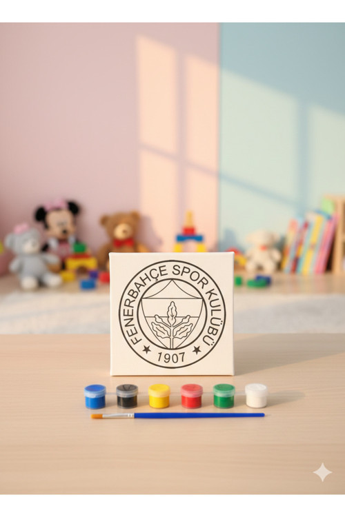 Çocuklar İçin Eğitici Tuval Boyama Seti – Şövale, Fırça Ve 6 Renk Akrilik Boya – 15X15 Cm