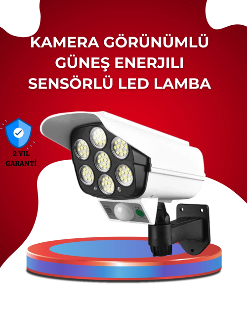 Uzaktan Kumandalı Güneş Enerjili Led Güvenlik Lambası Kamera Tipi Hareket Sensörlü