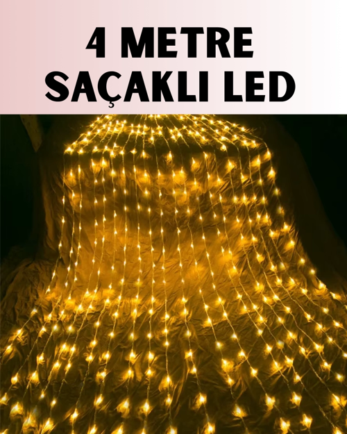 4 Metre Icicle Şelale Led Yılbaşı Perde Işık Sıcak Ambiyans