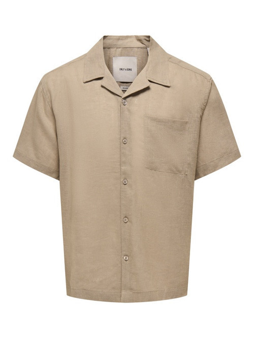 ONSLAURENCE LINEN RESORT COLLAR SS NOOS Erkek Gri Gömlek - 22036242