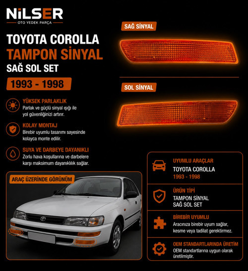 Toyota Tampon Sinyal Corolla Sağ Sol Set 1993-1998