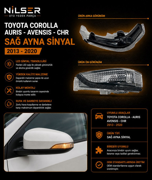 Sinyal Sol Şöför Ayna Auris - Corolla - Avensis - Chr 2013-2020