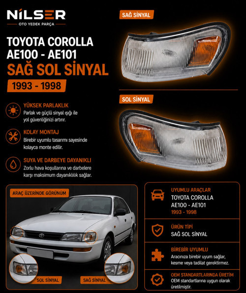 AE100 AE101 Sinyal Sarı Çıkıntı Sağ Sol Set 1992-1998