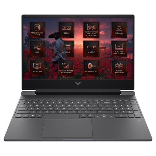 Victus Gaming 15 AMD Ryzen 7 7445H 48GB 4TB SSD 6 GB RTX4050 144Hz 15.6" Fdos Laptop BX9U9EA 009