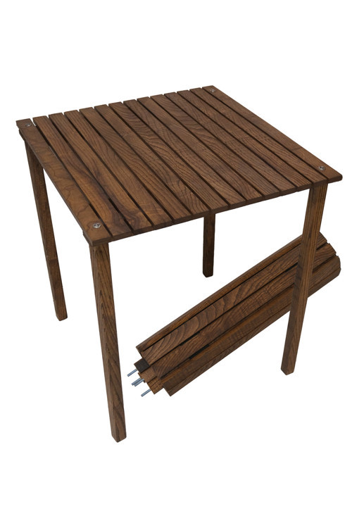 Doğal Ahşap Roll-Up Kamp Masası - 50x50 cm Katlanır Portatif Piknik ve Balkon Masası (Ceviz Renk) ARMES EV CONCEPT