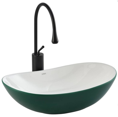 - Tezgah Üstü Porselen Lavabo Yeşil Beyaz OUTLET - EY-8000MY-