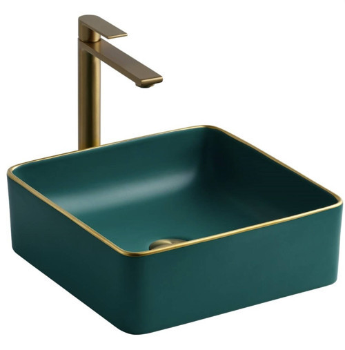 - Tezgah Üstü Porselen Lavabo Yeşil OUTLET - E-4070Y-