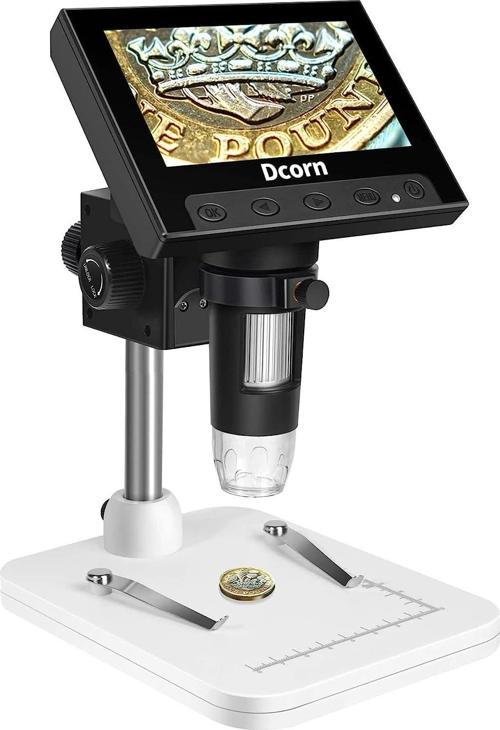 4.3 Inc LCD Dijital Mikroskop, 8 Ayarlanabilir LED Işıklı 10X-1000X