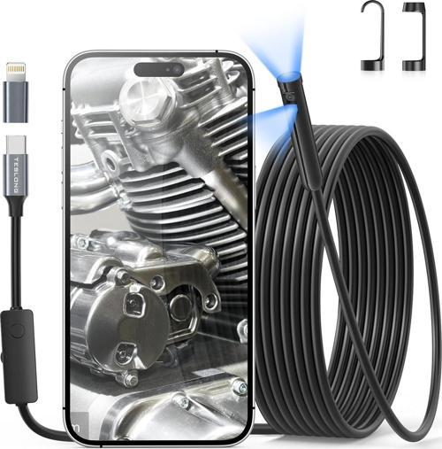 USB-C Çift Lensli Muayene Kamerası - 8+1 LED Işıklı - 3m Kablo - 8mm