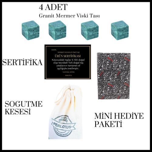 4'lü Tek Kişilik Mermer Viski Taşı Hediyelik