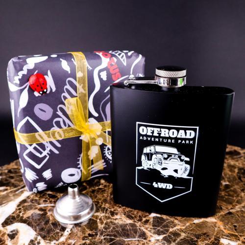 6 Oz- 220 cc Safari 4x4 Offroad Temalı Çelik Viski İçki Likör Matarası