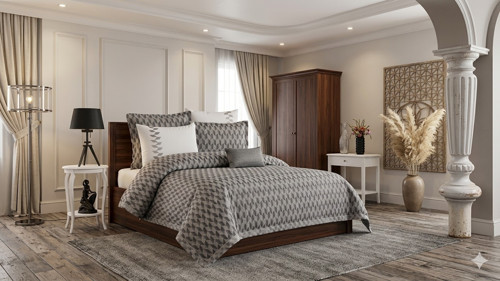 ELEGANT 7 PARÇA PİKE YATAK ÖRTÜSÜ SETİ GRİ