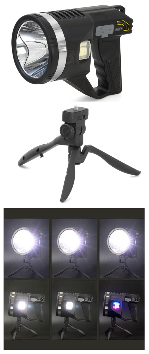 Şarjlı Dev Boy El Feneri Tripod Ayaklı Parlak Led El Lambası Kamp, Güvenlik İçin İdeal