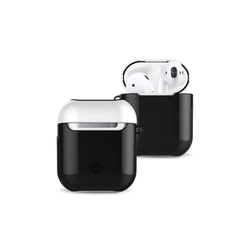 Apple Airpods 2 (2.Nesil) 3İn1 Kılıf - Siyah-Beyaz