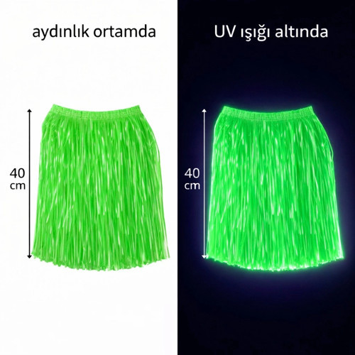 Neon Yeşil Hawaii Parti Eteği 40 Cm