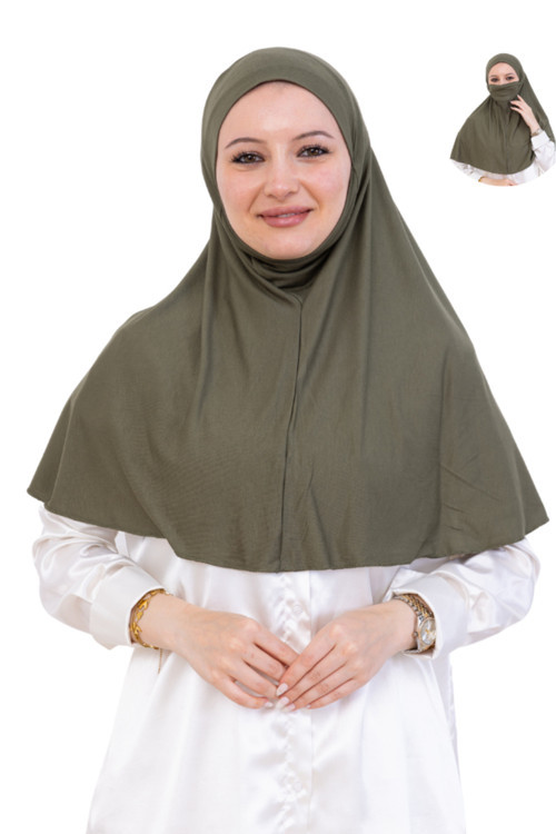 Hazır Başörtüsü Pratik İslami Giyim Penye Peçeli Türban Namaz İçin Yumuşak Eşarp