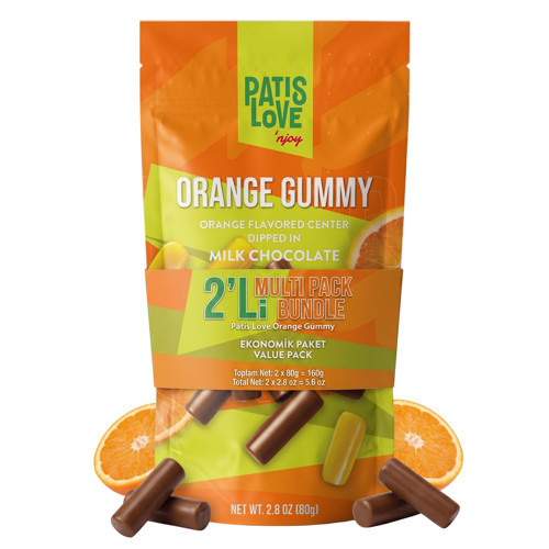 Patislove Sütlü Çikolata Kaplı Portakallı Yumuşak Şekerleme, 80G x 2 Adet