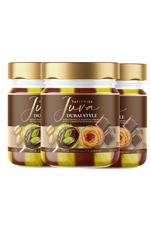 Sütlü Çikolatalı Antep Fıstığı Kreması – Juva Dubai Style, 200G x 3 Adet