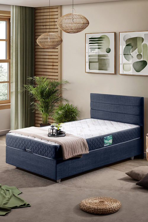 Sofia Tek Kişilik Baza Başlık Comfort Yatak Seti - Lacivert