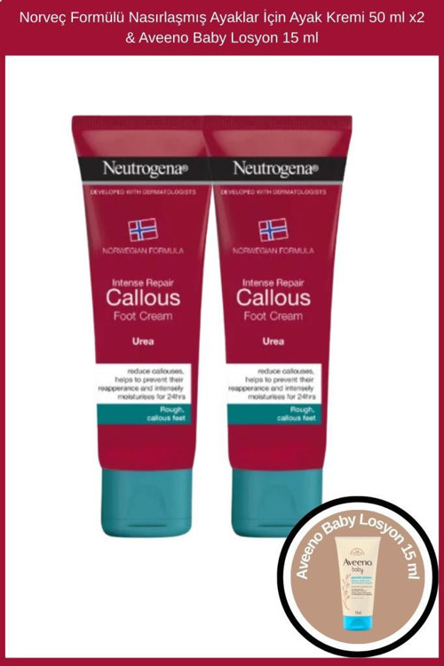 Norveç Formülü Nasırlaşmış Ayaklar İçin Ayak Kremi 50 ml x2 & Aveeno Baby Losyon 15 ml