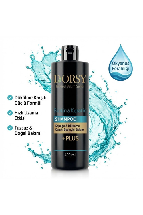 +Plus Dökülme-Kepek Karşıtı Besleyici Tuzsuz Doğal Biaotin-Keratin Şampuan 400 Ml