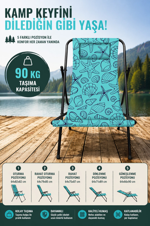 Katlanabilir Kamp Plaj Sandalyesi Şezlong | Hafif Taşınabilir Dayanıklı Outdoor Bahçe Balkon Koltuğu