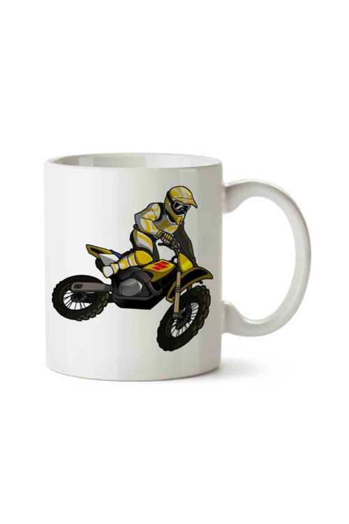 Motocross Motorsiklet Porselen Kupa Bardak