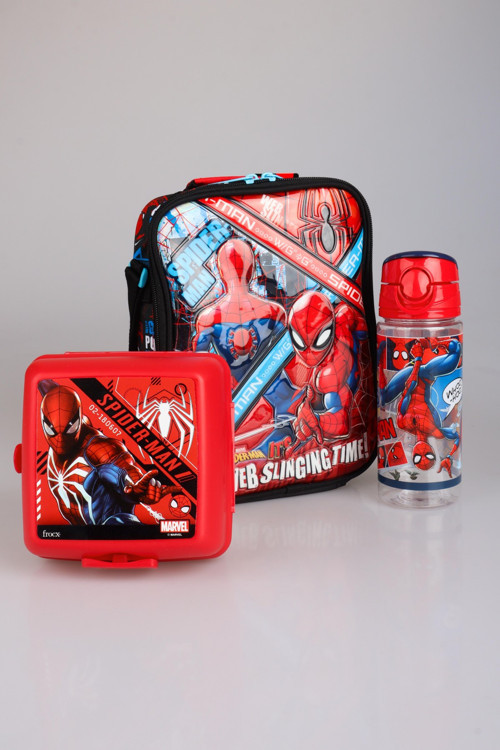 "DEKOMUS CEP DEFTERİ HEDİYELİ" LİSANSLI SPIDERMAN BESLENME ÇANTASI,500 ML TRITAN MATARA VE 2 KATLI BESLENME KUTUSU / LUN
