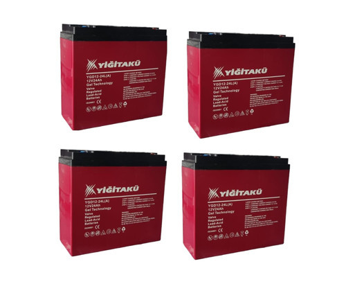 Yiğit 12V 24AMPER (24Ah) Jel Akü 4'lü Paket 2026 ÜRETİM EBATLARI: 169x179x78mm