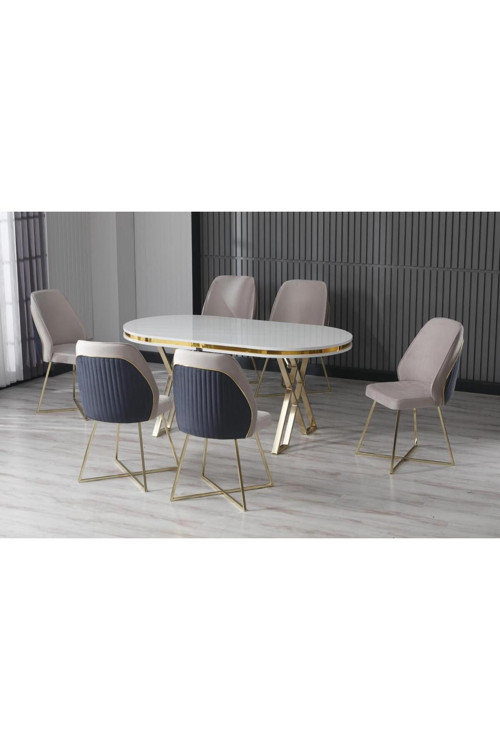 Mutfak Yemek Masa Sandalye Takımı Lüx Quality 90x170 (1MASA-6SANDALYE)