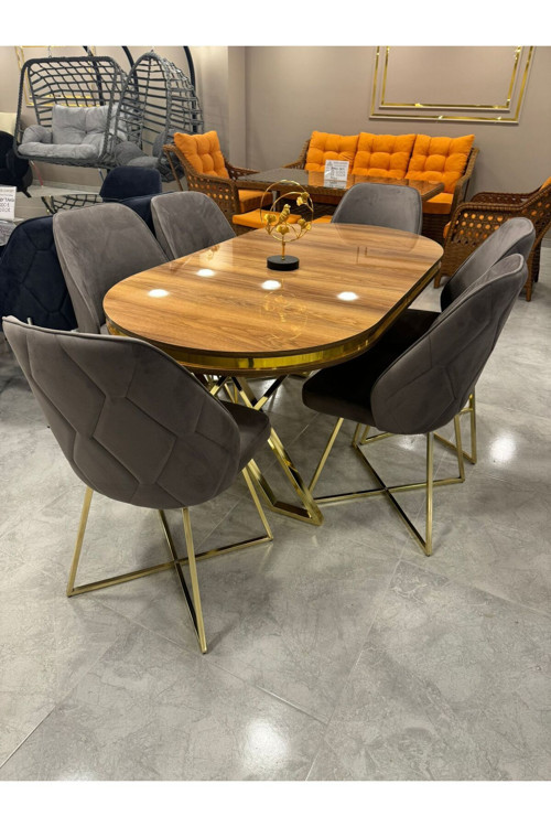 Salon Mutfak Masa Sandalye Takımı Lüx Quality 90x170 (1MASA-6SANDALYE)