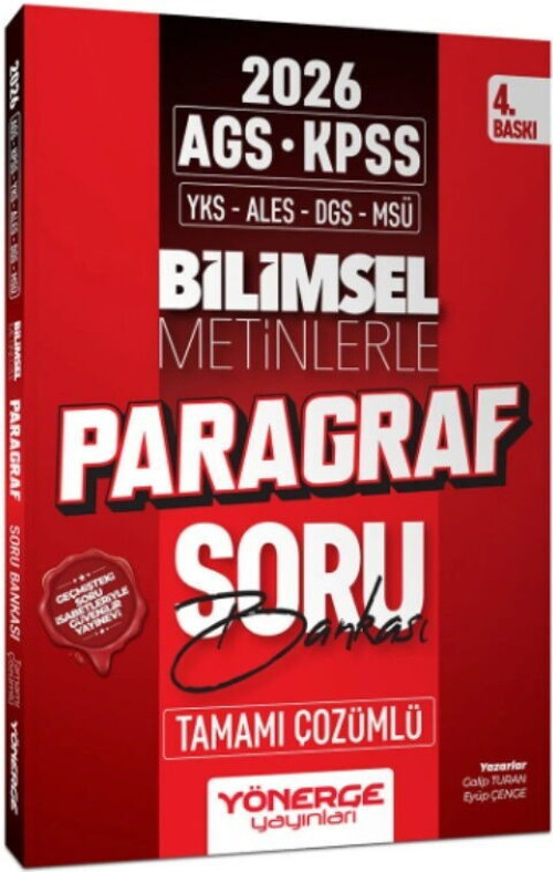 2026 KPSS MEB AGS TYT ALES DGS MSÜ Bilimsel Metinlerle Paragraf Soru Bankası Yönerge Yayınları