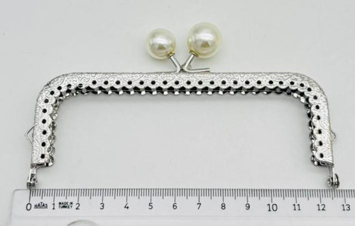 13 Cm Cüzdan Klipsi Silvery Renk İncili