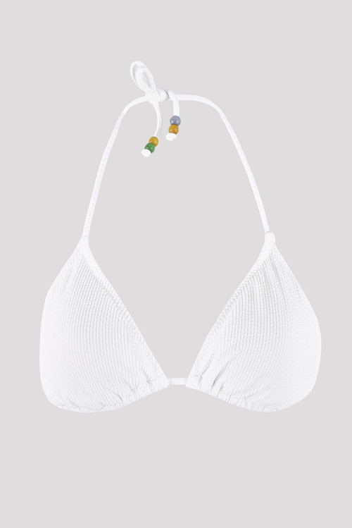 Beyaz Square Wick Üçgen Tek Üst Bikini