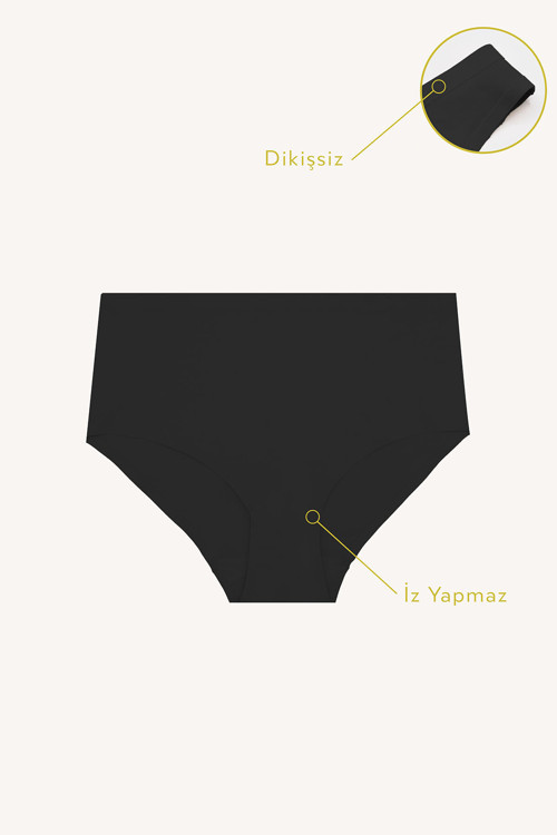 Siyah Cushy İz Yapmaz Yüksek Bel Külot