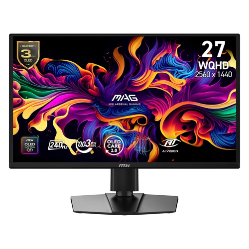 MAG 272QP QD-OLED X24 26.5 inç 240Hz 0.03ms 2K WQHD Adaptive Sync QD-OLED Pivot Gaming Monitör