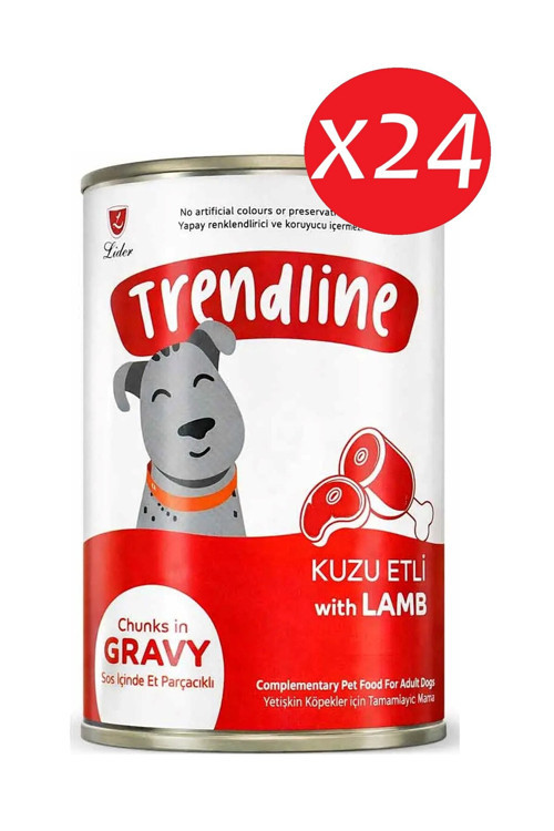 Trendlıne Konserve Sos İçinde Et Parçacıklı Kuzu Etli Yetişkin Köpek Maması 400 G*24 adet