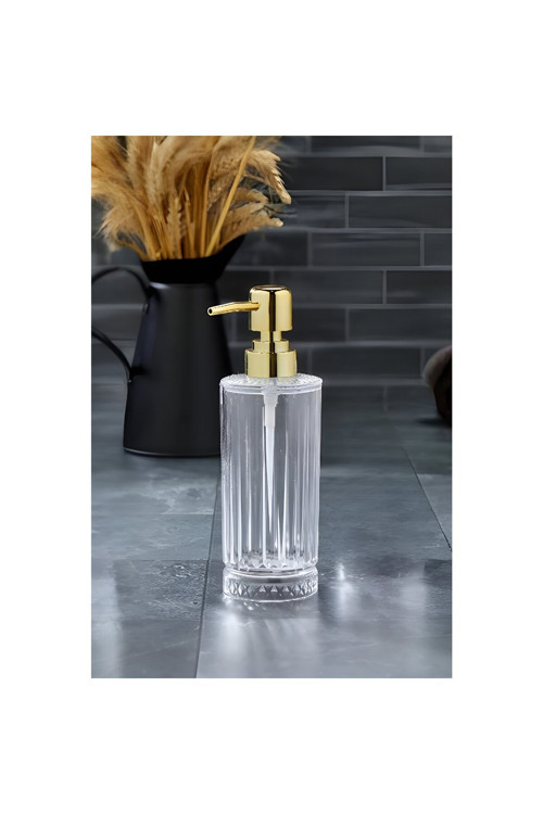 Sıvı Sabunluk Kristal Gold Kapak Banyo Mutfak Sabunluk -Cam Değildir-