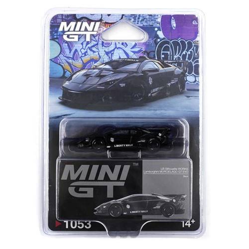 MINI GT 1:64 Lamborghini LB-Silhouette WORKS Murcielago GT EVO Black Liberty Walk MGT01053-BL