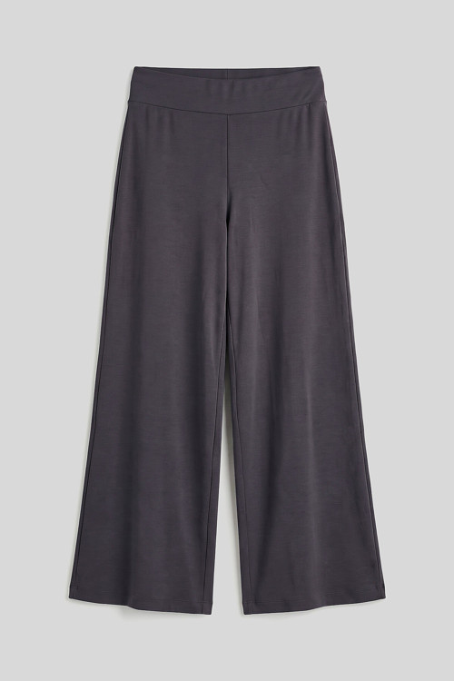 Koyu Gri Comfort Fit Geniş Paça Korsajlı Palazzo Kadın Pantolon - 94681