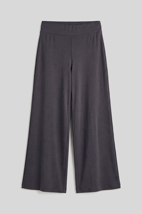 Koyu Gri Comfort Fit Geniş Paça Korsajlı Palazzo Kadın Pantolon - 94681