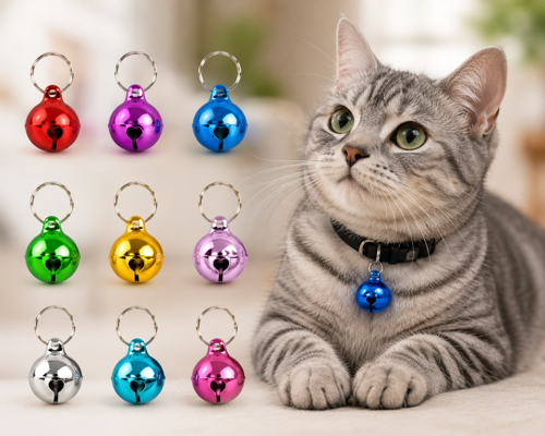 Şirin Renkli Metal Kedi ve Köpek Çanı – Tasma Aksesuarı ( 4 Adet ) Çan